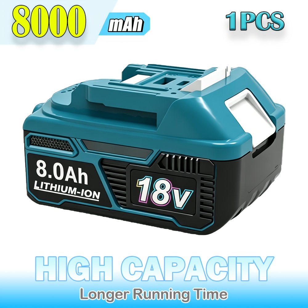 TEMU 1 Pack 8.0ah 18v Replacement Battery For Makita, Compatible With Bl1860b Bl1860 Bl1850b Bl1840b Bl1830b Bl1820 Bl1815, Sturdy Design, Works With
