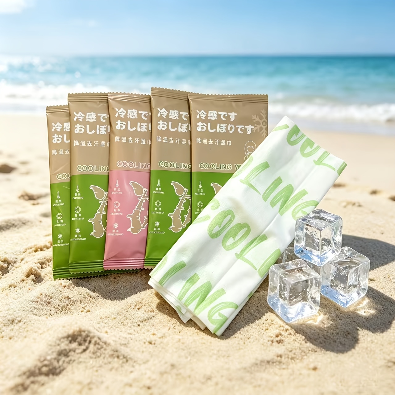 Image of 5pcs Summer Outdoor Ice Towel Summer Cooling Small Towel Travel Outdoor Towel