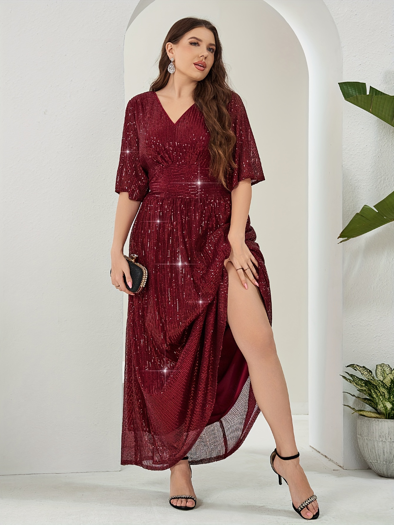 chinese dress ladies Amazon.com: Women Plus Size Blue Sequins Evening Dress Women Formal Maxi  Prom Party Dress Short Sleeve Cocktail Dress Burgundy XL : Clothing, Shoes  & Jewelry main image 1