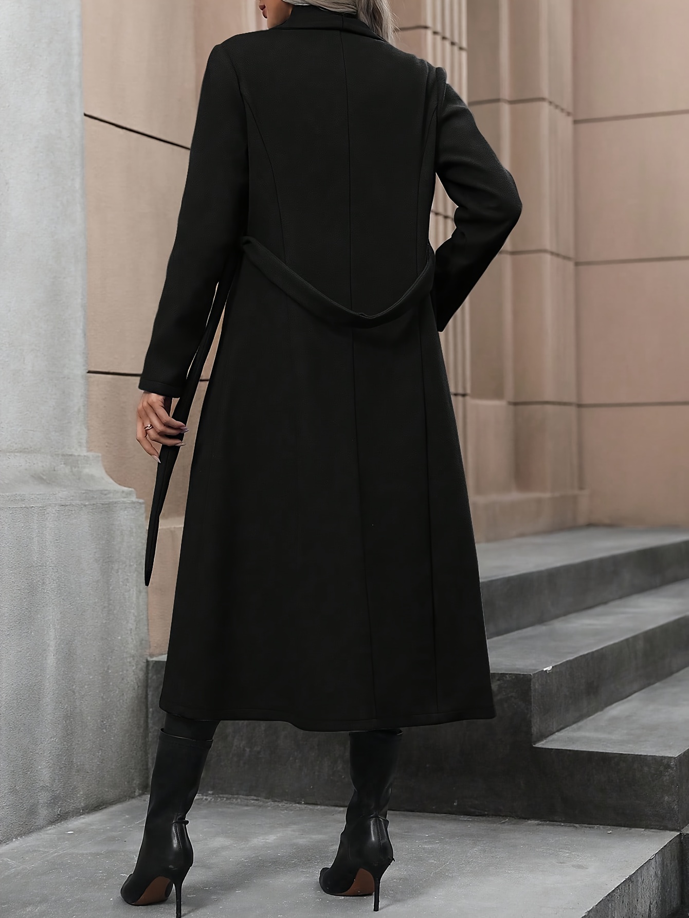 Chaqueta de Forro Polar con Botones y Solapa Grande para Mujer, Cinturón Incluido, Otoño/Invierno - Imagen 2