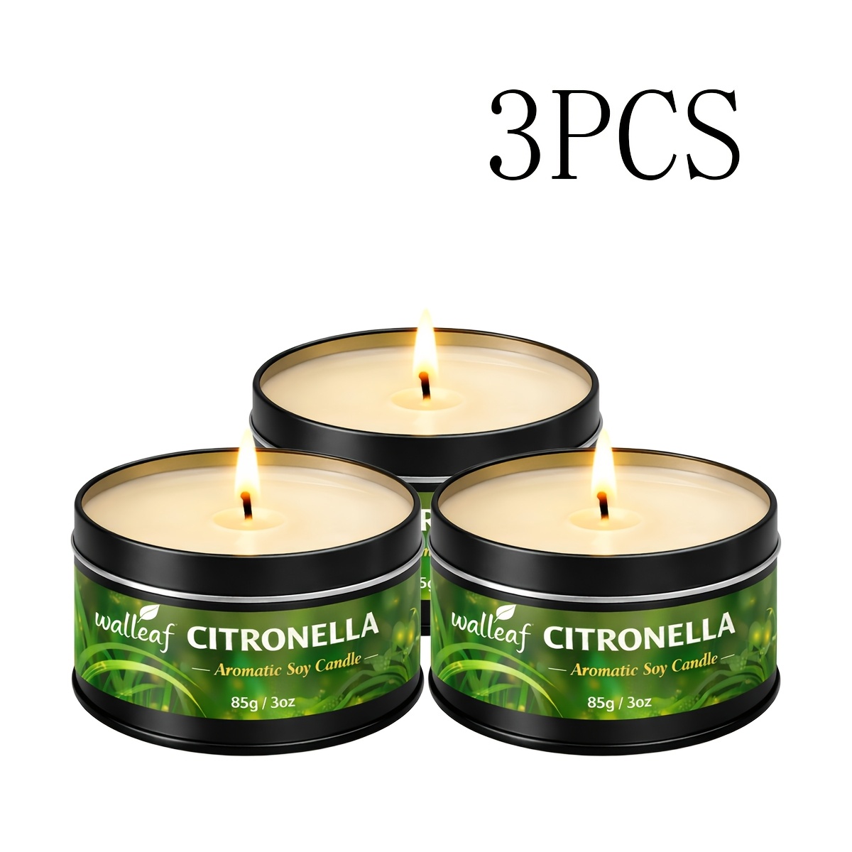 Walleaf Scented Candle Soy Wax Metal Tin Candle Home Fragrance Candle Bedroom Living Room Desktop Decoration Candle Holiday Gift 85g/3oz 12h
