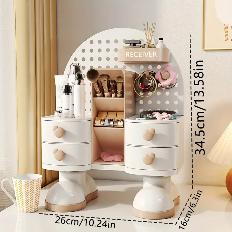 1pc creative jewelry storage box with drawer storage artifact multi functional office desktop storage box suitable and light beige care products jewelry office supplies jewelry boxes Product details 0