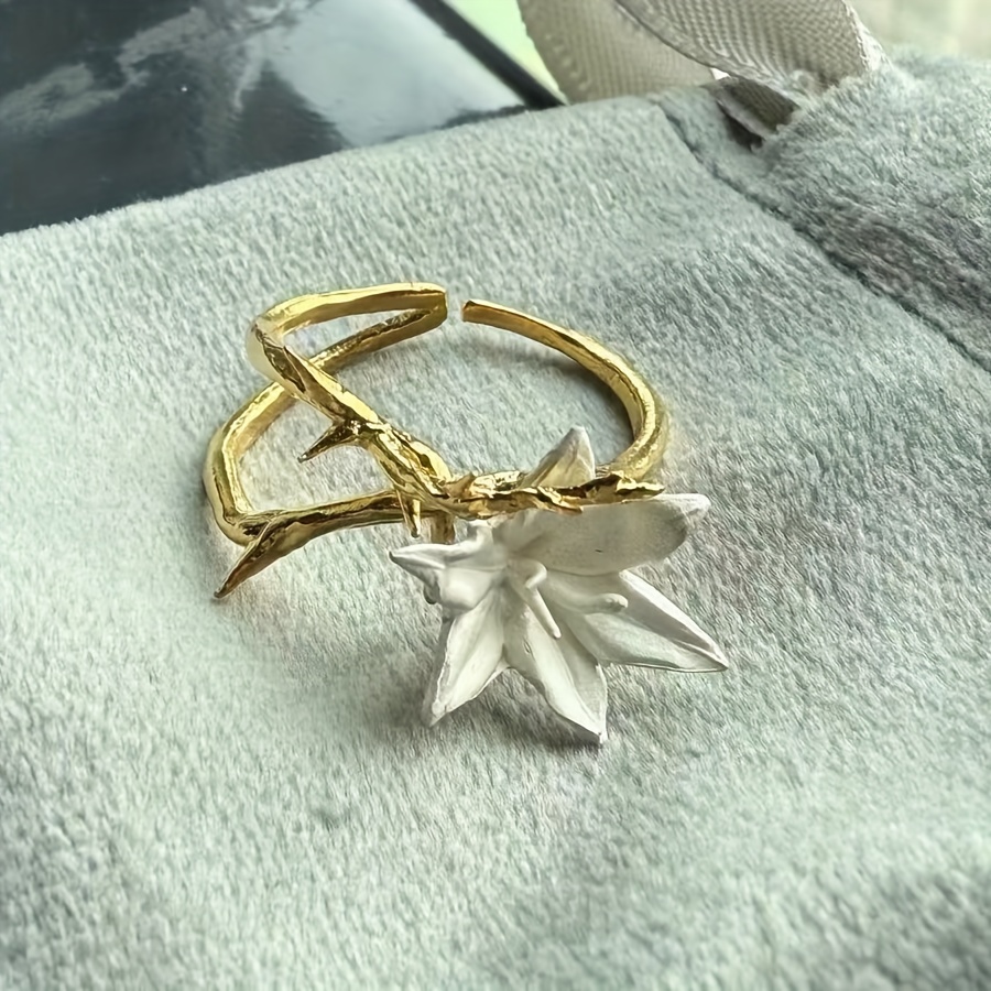 Adjustable Thorn Lily Ring, Unique Design