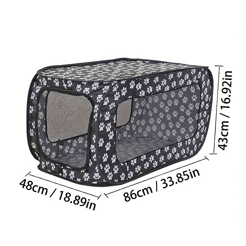 1pc Square Collapsible Kennel - Oxford Fabric Scratch-resistant Pet Enclosure With Mesh Windows, Paw & Easy-access Door For Safe Haven, Travel, Or Home Use