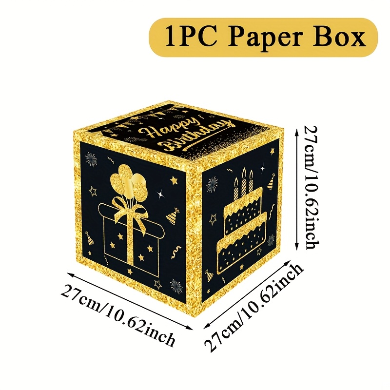 Image of 1pc Black And Golden Happy Decor - Festive Paper Party Supplies With Glittery , Ideal For Adult Birthday Celebrations, Home And Event Decorations, Christmas, Halloween