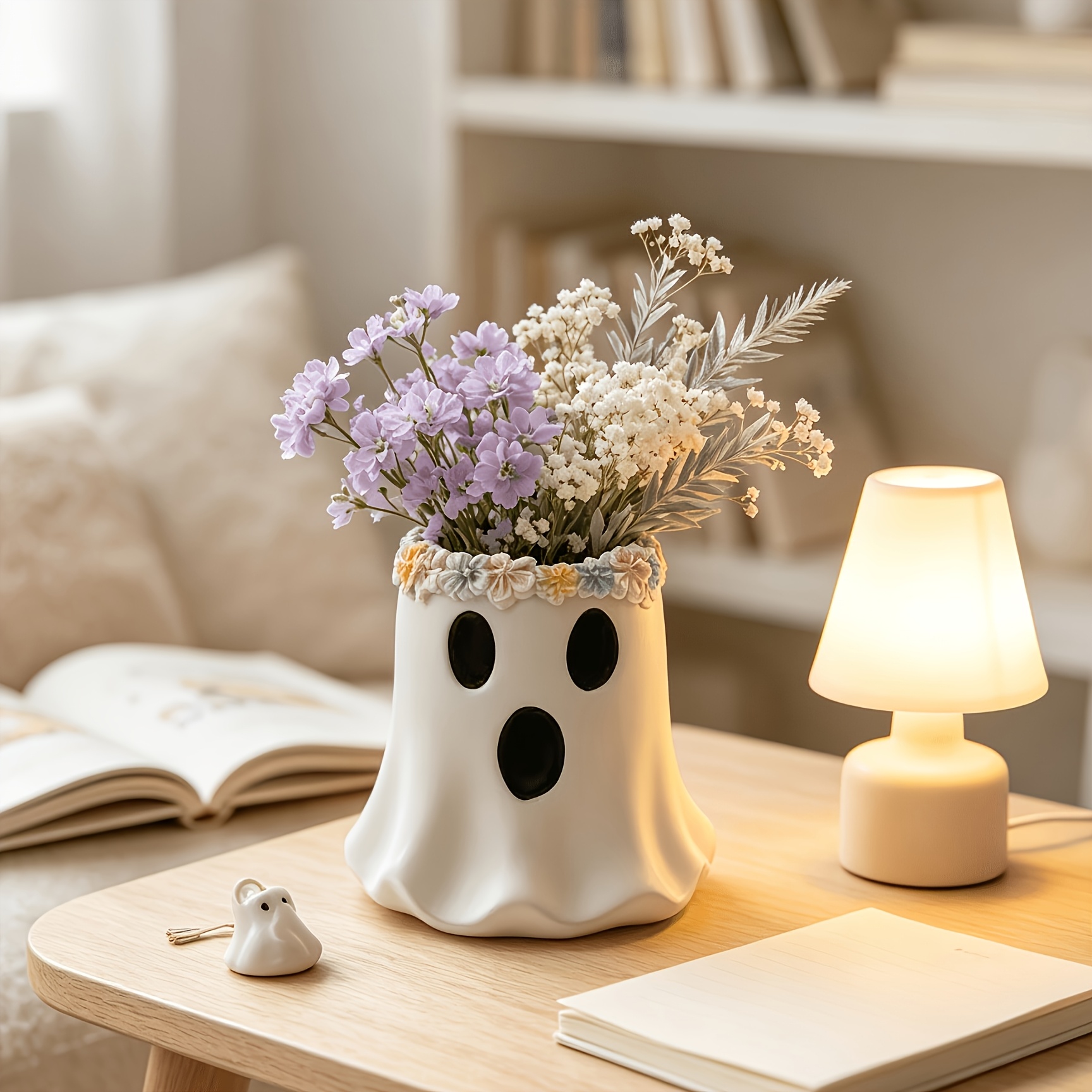 TEMU Flower Edge Resin Vase, 3d Colorful Flower Cute Little Flower Pot, Halloween Desktop Floral Arrangement Ornament, Nordic Cream Style Home Decor,