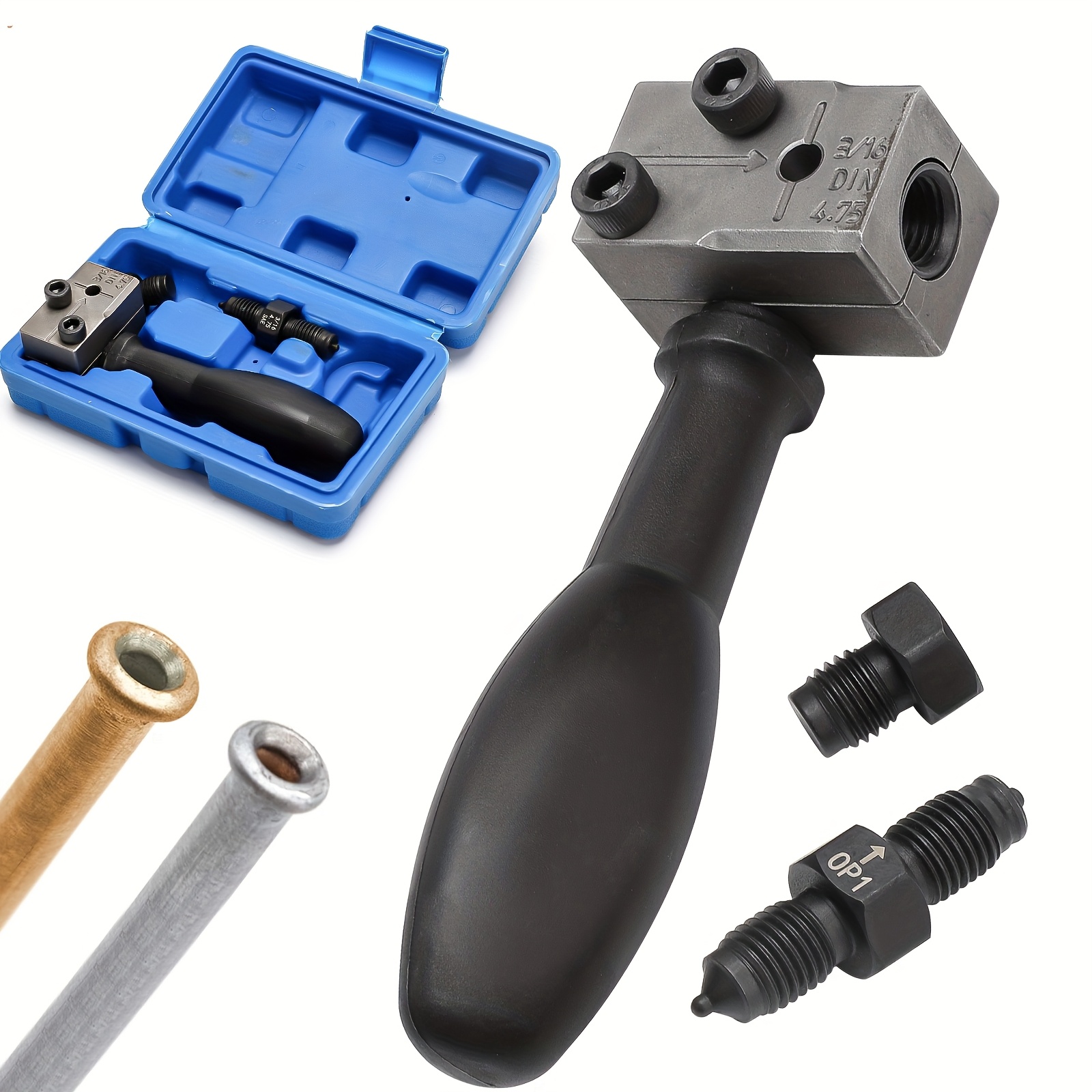 3/16 Inch Car Brake Line Tool Kit, 45 Degree Double Flare Set With Detachable Handles, Carbon Steel Brake Pipe Expander & Crimping Tool For Professional Vehicle Repair