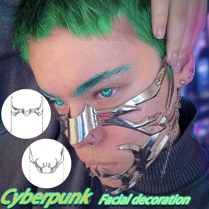 

A Set Cyberpunk Mask Metal Mask Mask Cos Irregular Fluid Mechanical Wind Adjustable