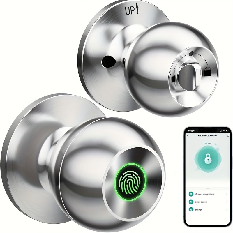   smart door lock biometric door lock rechargeable fingerprint door knob with keys   app control for bedrooms   office     s10yi