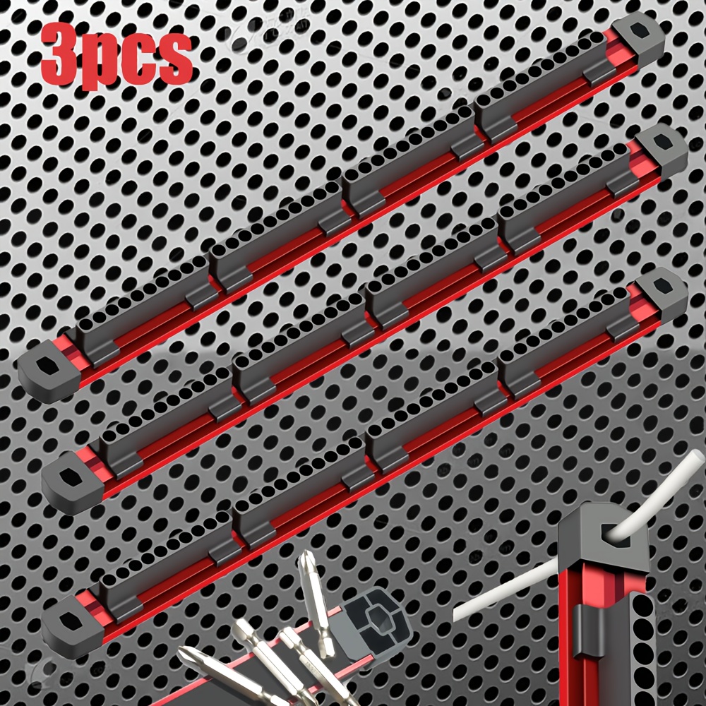 E-shop 3-teiliges magnetisches Metall-Sechskant-Bit-Halter mit einem Aluminium-Lagerregal, einer festen Stecker-Aufbewahrungsbox und einem