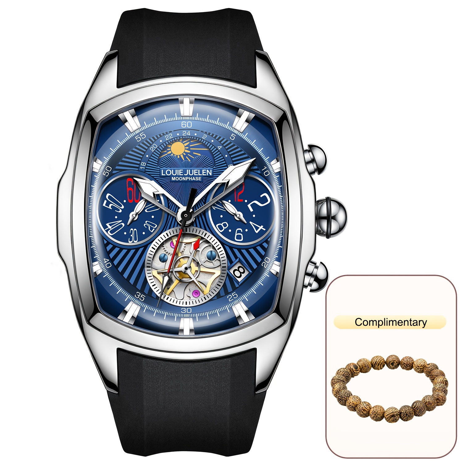 Image of Juelen 's Mechanical Watch Moon Screw-in Caseback Outdoor Adventure Business Gift Valentine's Day Qixi Festival Gift, Without Battery