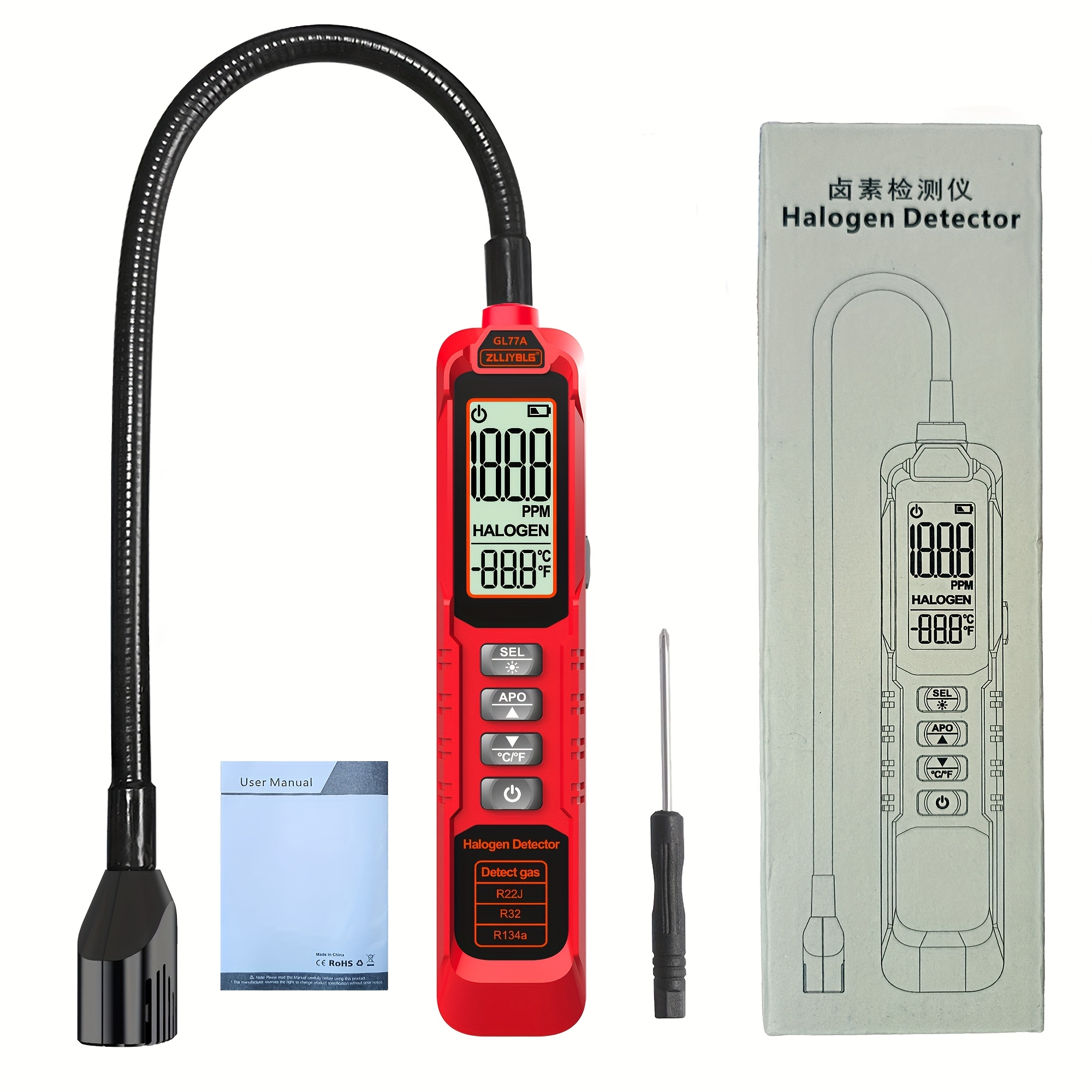 TEMU Refrigerant Leak Detector, Heating Diode Sensor, Halogen Refrigerant Leak Sniffer, Automotive Hvac Halogen Refrigerant Leak Detector, Hcfcs Hfcs