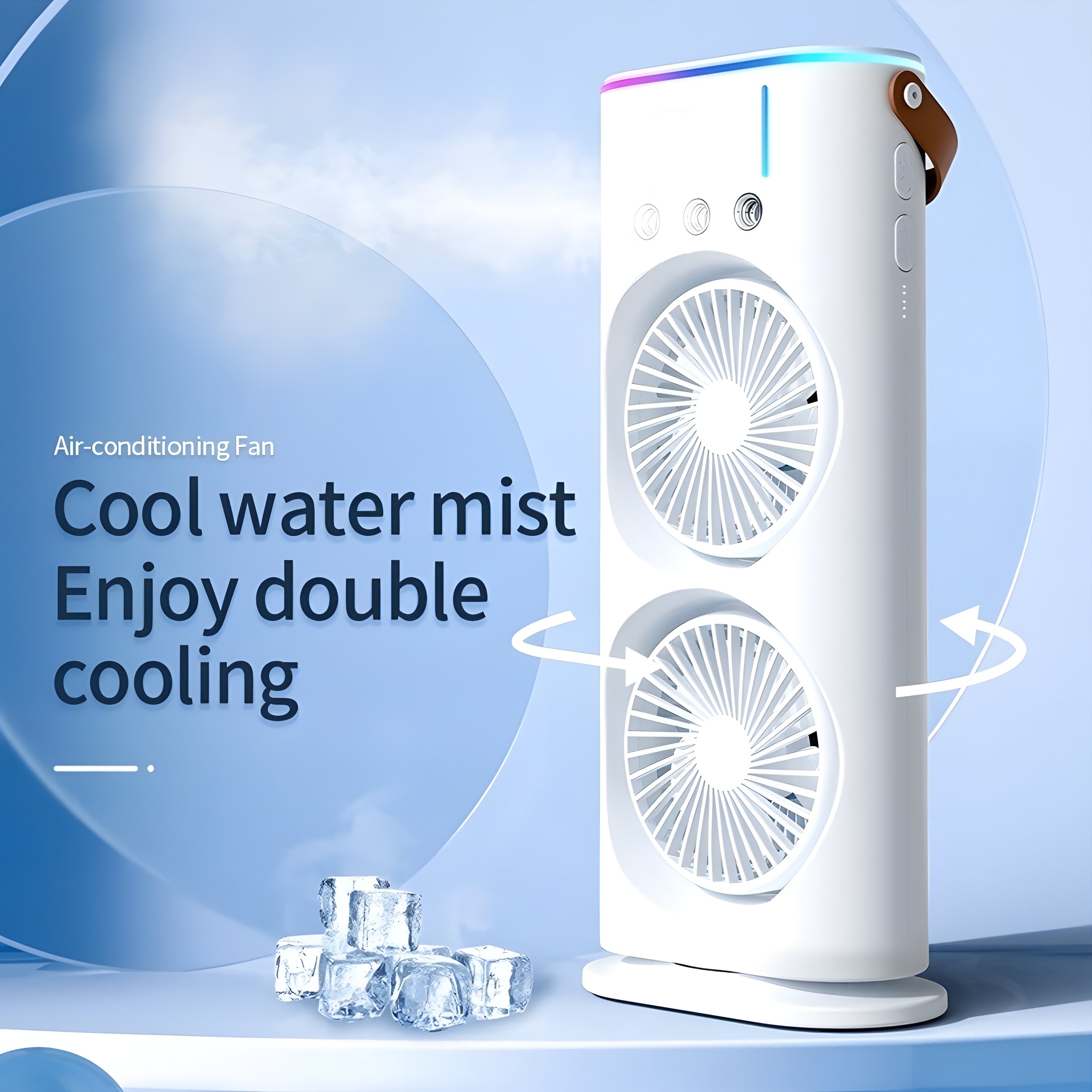 

Portable Mini Air Cooler With Mist Humidifier - Usb Rechargeable, Dual-layer Design For Home & Office Use, Long Battery Life