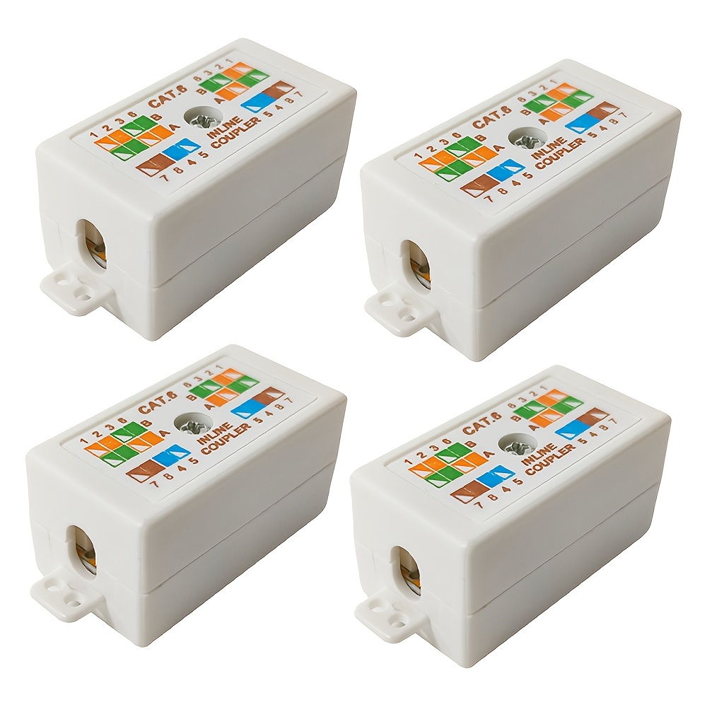 TEMU Set van 4 Cat 6 Afgeschermde Ethernet Koppelpoorten, RJ45 Cat6 Connector, Punch Down Stijl, Niet-afgeschermde Cat6 Splice Connector