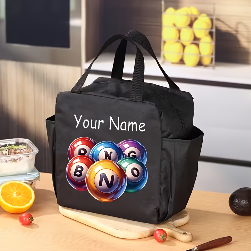 TEMU Custom Women's Bingo Theme Handbag - Durable Large Capacity Tote Bag With Zipper, Unisex Travel Cosmetic Organizer, Unscented, Perfect Gift For