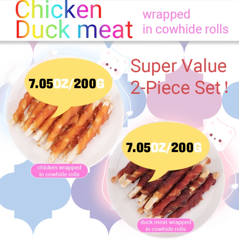 TEMU Chicken Duck Wrapped Dog Training Treats - High-protein Low-fat Dog Treats Suitable For Large, Medium & Small Dogs - Easy To Break Into Small