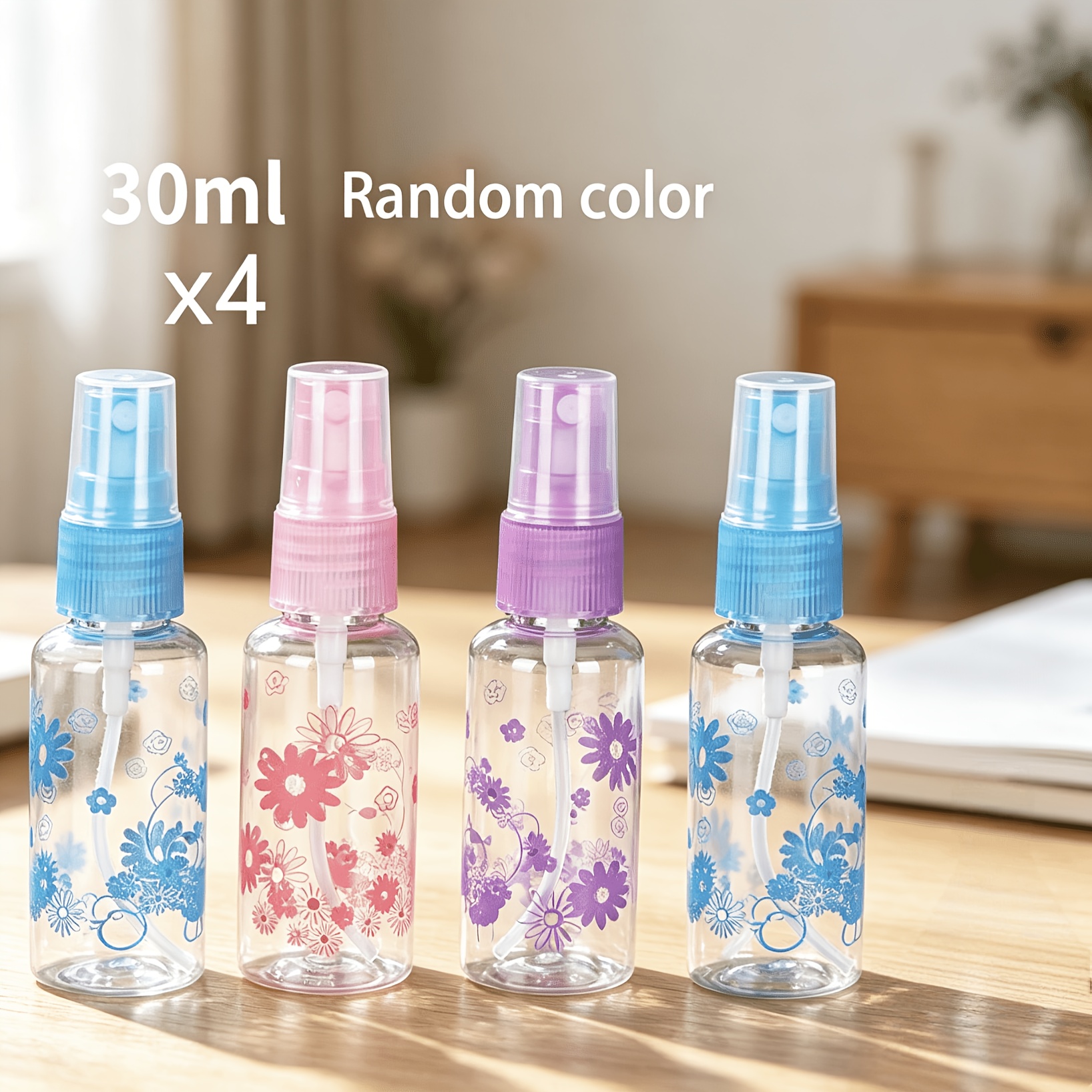 TEMU 4 flacons de vaporisateur en plastique transparent, couleurs aléatoires, contenants cosmétiques portables, flacons de parfum réutilisables,