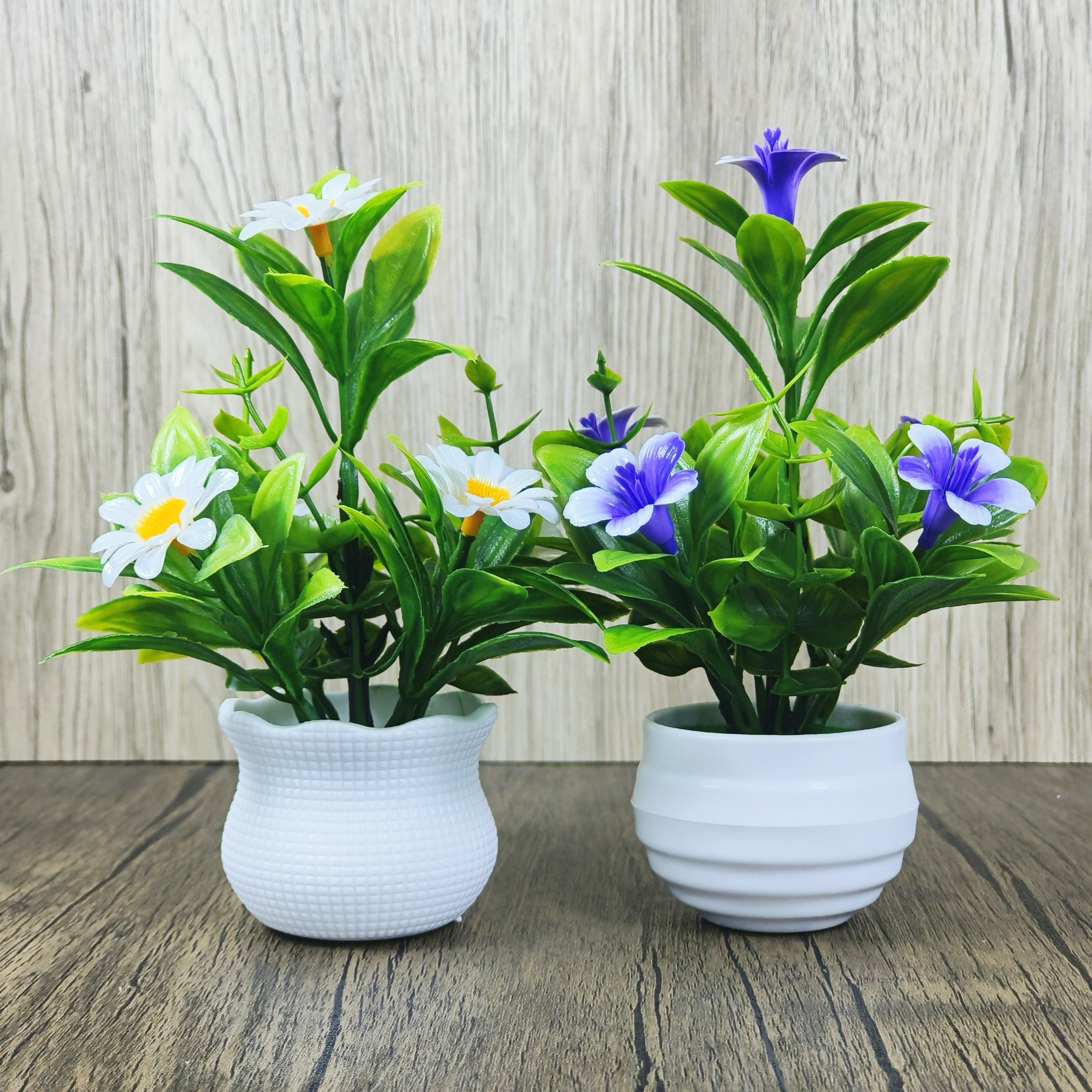 

2- Potted Plants For Decor, , Restaurant, Office Desk Decoration - Plastic, For Christmas, Halloween, Day - Includes , No Needed