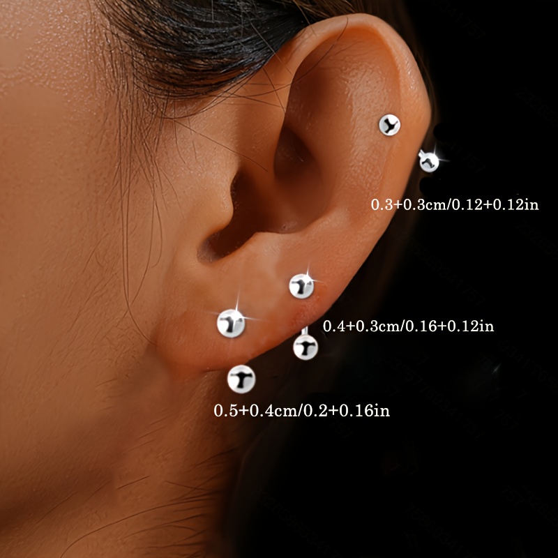 1 Pair Of Stud Earrings, S925 Sterling Silver, Double-headed Threaded Dumbbell Stud Earrings, Ear Bone Studs, Temperament, Versatile, Minimalist Ear-piercing Screw Ear Bone Studs