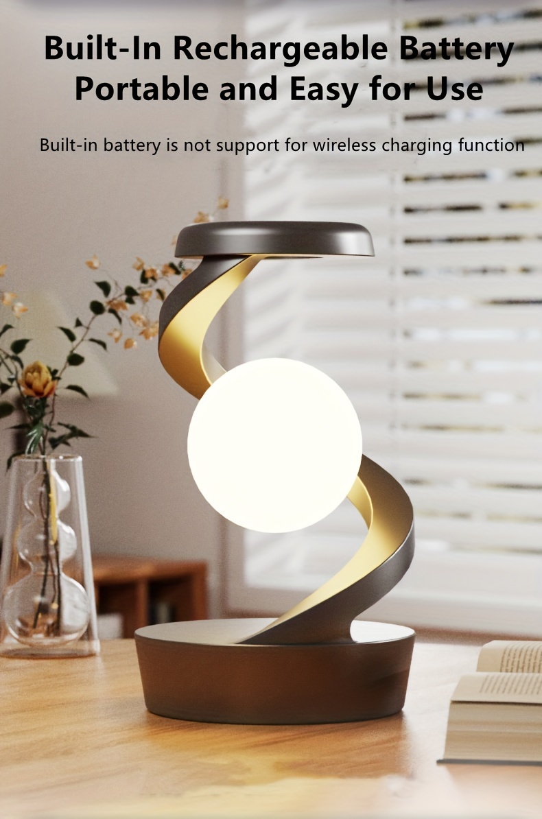 Muiltifunctional Rotatory Floating Lamp, Table Lamp Desk Lamp with Wireless Charging, Phone Charger, Bedside Lamp Nightstand Lamp with Changeable Colorful Night Lights Atmosphere Lights, Home Decor Lights, Party Decor Lights