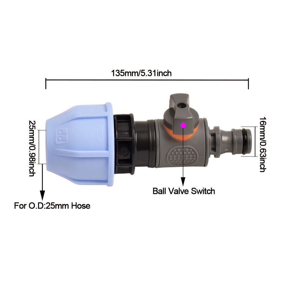 Image of Quick Connector Valve For O./25mm Pvc Pe Pipe Straight Fittings, With A 16mm , Repair Joint Connector Set - Quick Connect Fitting, For Efficient Irrigation And Watering