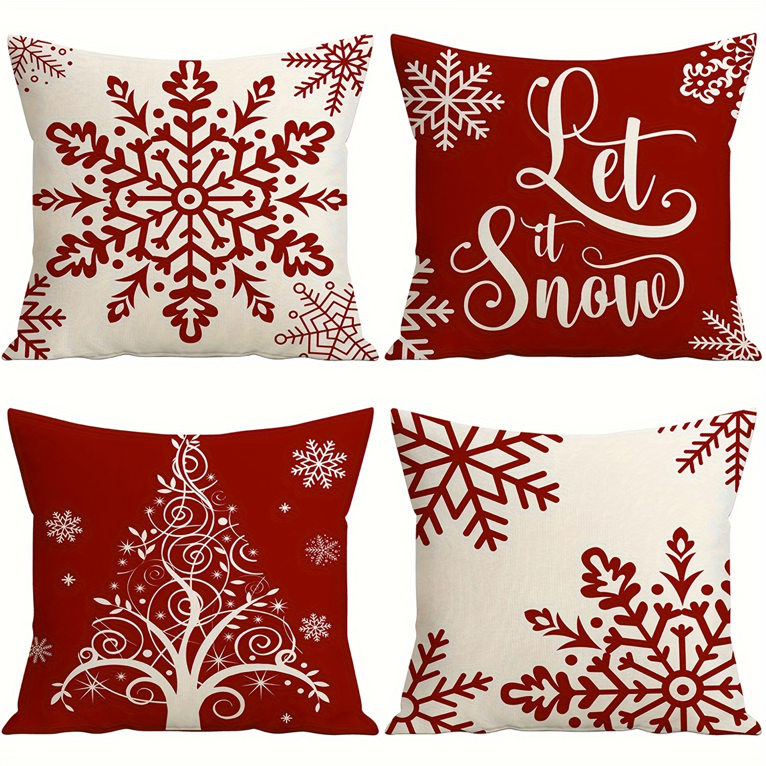 

4pcs Set Red Christmas Tree , 18x18 - , , Zip For