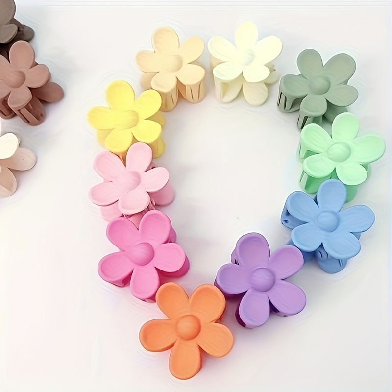 

10pcs Assorted Mini Flower Shaped Hair Claw Clips, Cute Simple Style, Colorful Hair Styling Accessories For Women And Girls, Random Colors