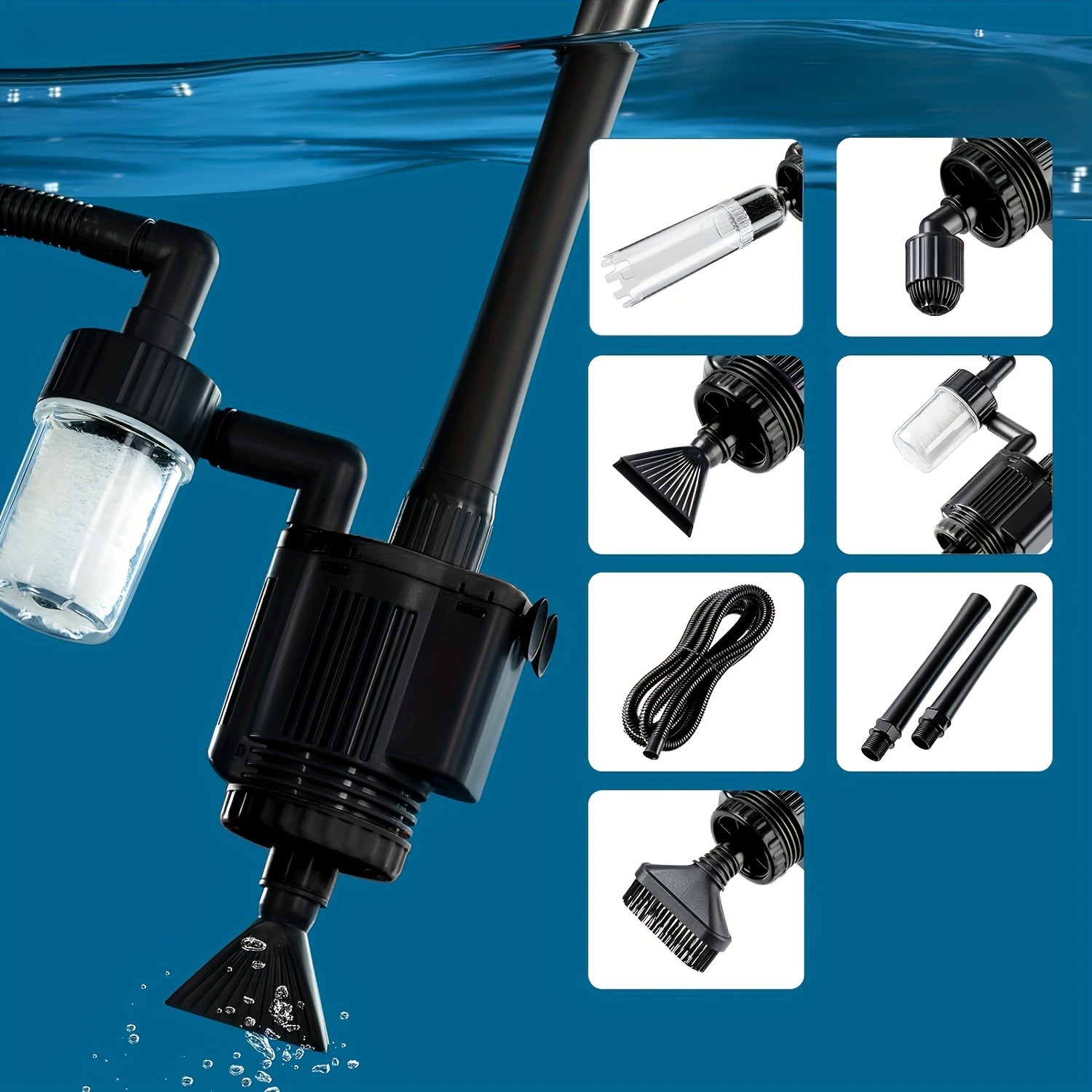 TEMU Aquarium - Electric Gravel Cleaner, 5 In 1 Automatic Cleaning Tool Set, Removable Vacuum Water Changer Algae Cleaner Scrubber Filter Siphon, Algae For Turtle/betta Fish