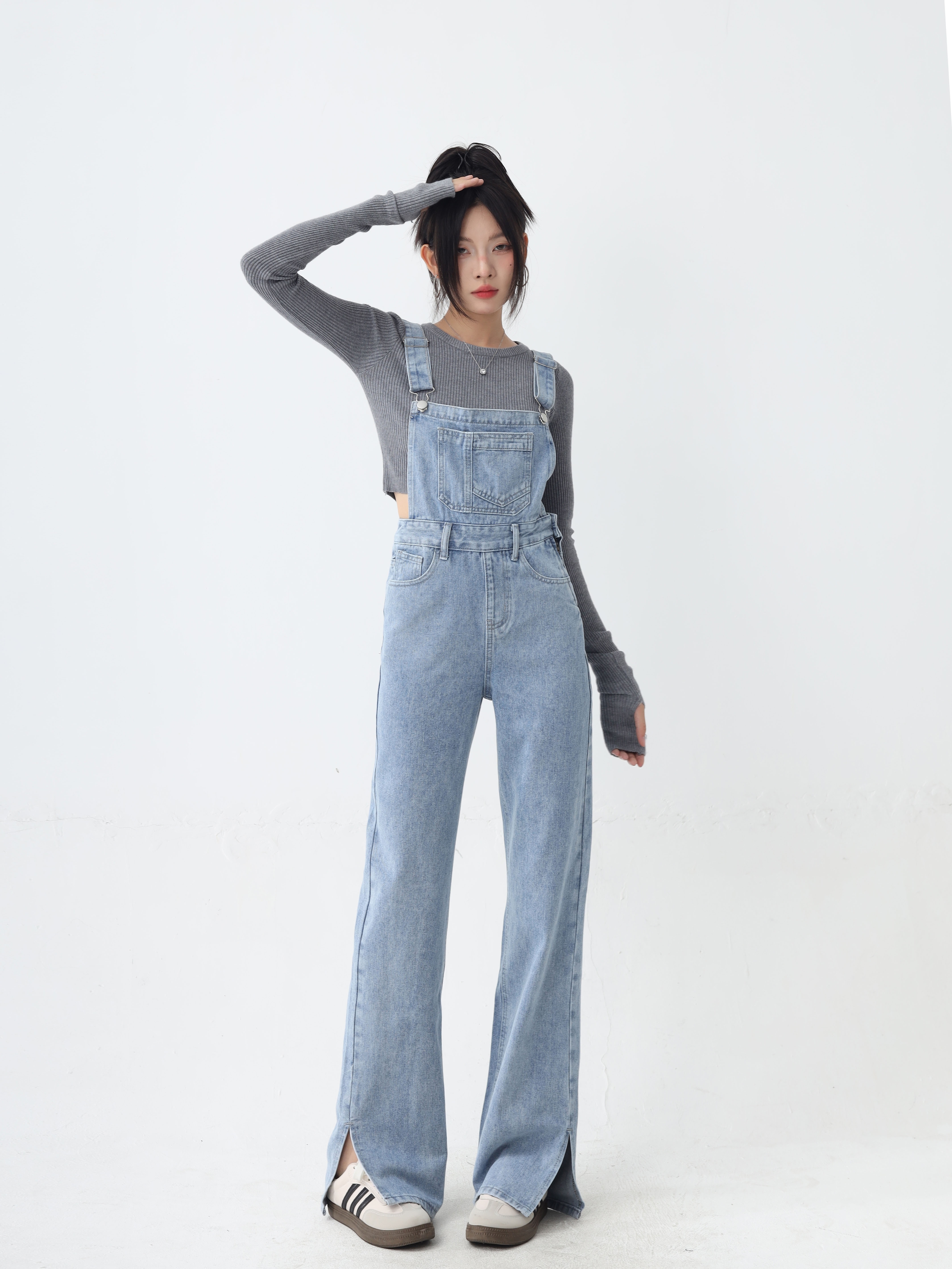 Wide Leg Jumper Pants Denim Outfit Streetwear Button Jean