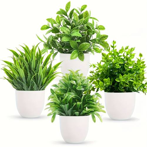 4 pots mini artificial plant eucalyptus tree imitation plants suitable for home office farmhouse bathroom table decoration indoor display simulation greenery decor
