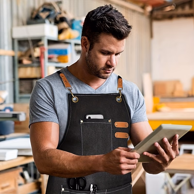 sturdy and waterproof canvas work aprons for men and women featuring adjustable cross straps essential kitchen aprons are perfect for heavy duty tasks in shops suitable for mechanics technicians carpenters Product details 7