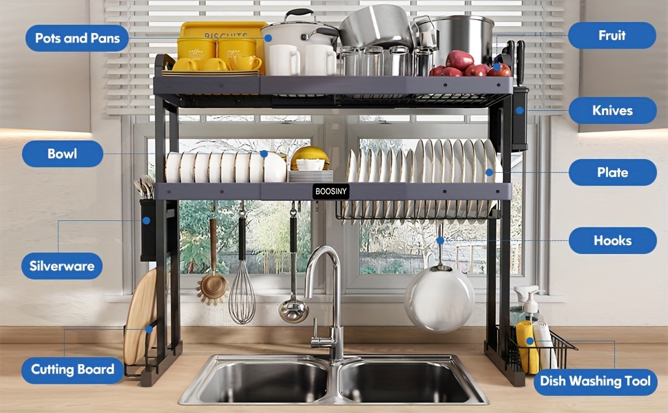 1pc sink dish drying rack stainless steel tier large dish Temu