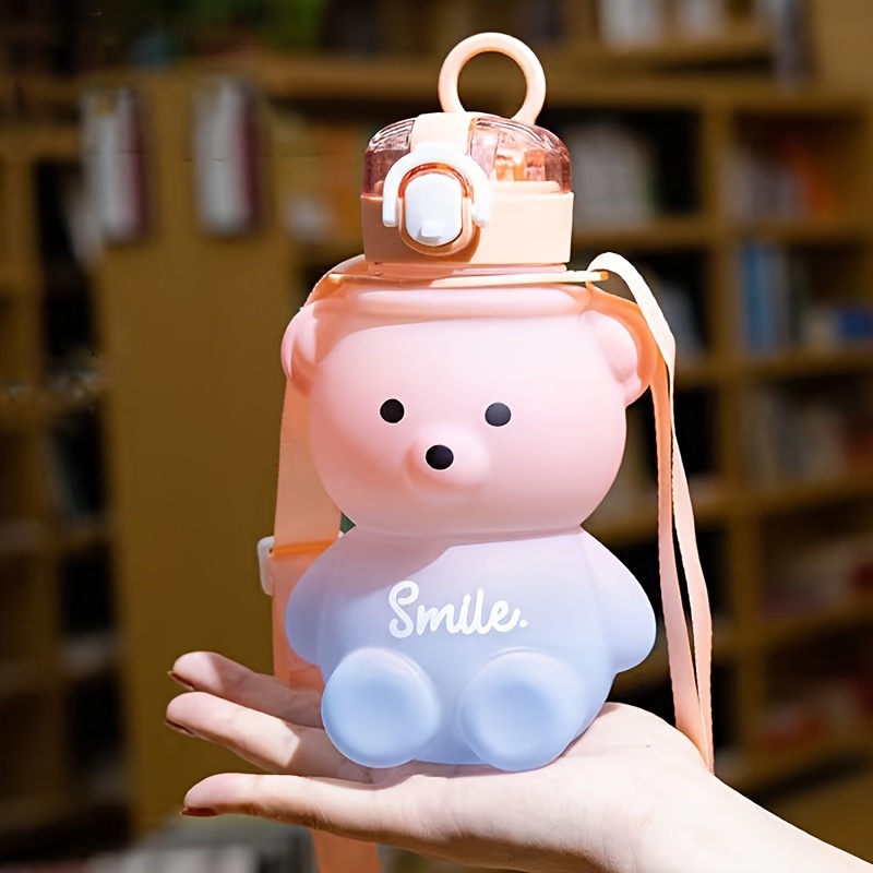 

1pc, Cartoon Bear Water Bottle, Gradient Color Water Cups, Cute Kawaii Portable Drinking Cups, Travel Drinkware, Birthday Gifts