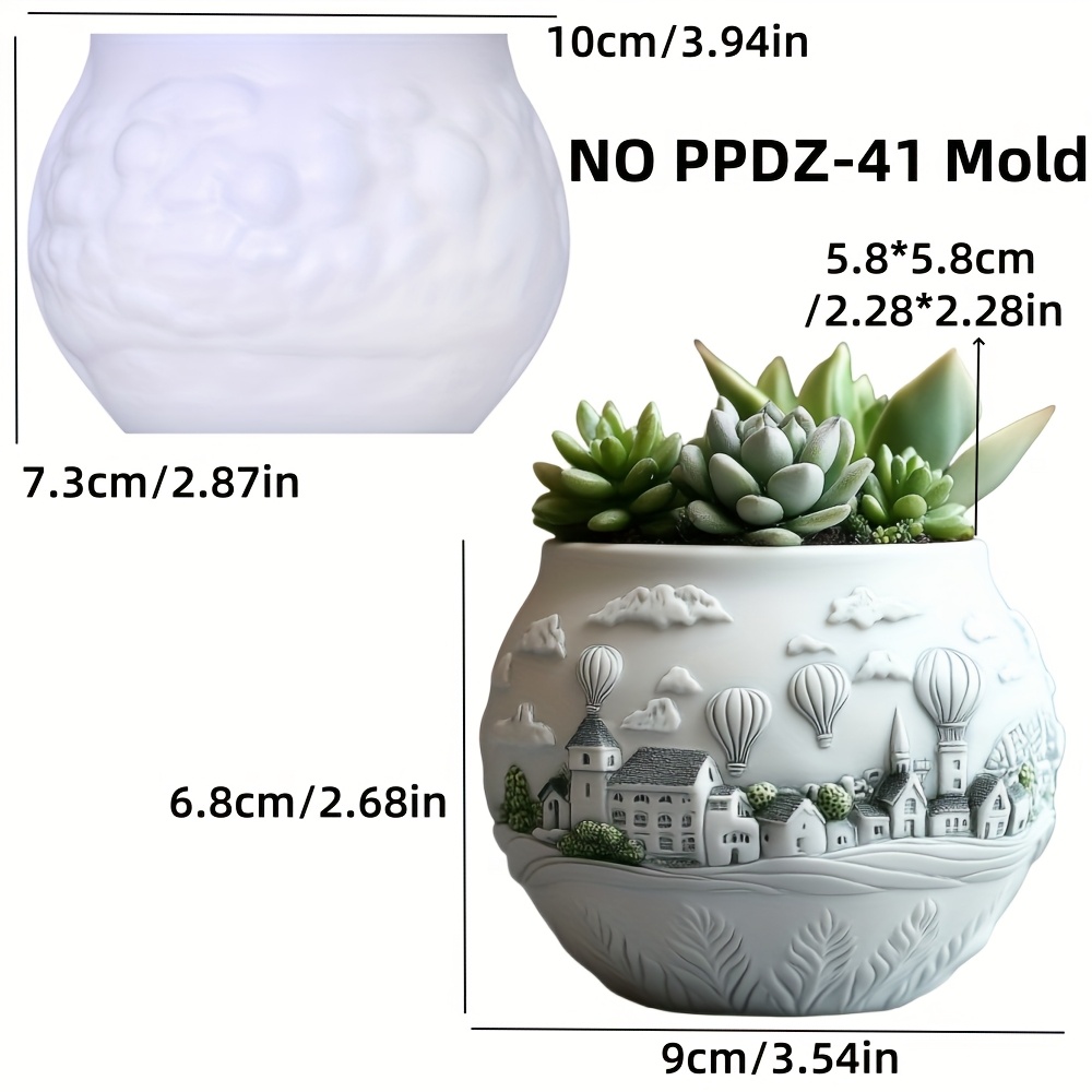 Image of Silicone Molds For Resin Casting Featuring Designs Like Hot Air Balloons, Townhouses, And Succulent Plant Pots, Ideal For Decorative Items Such As Circular Storage Boxes And Pen Holders