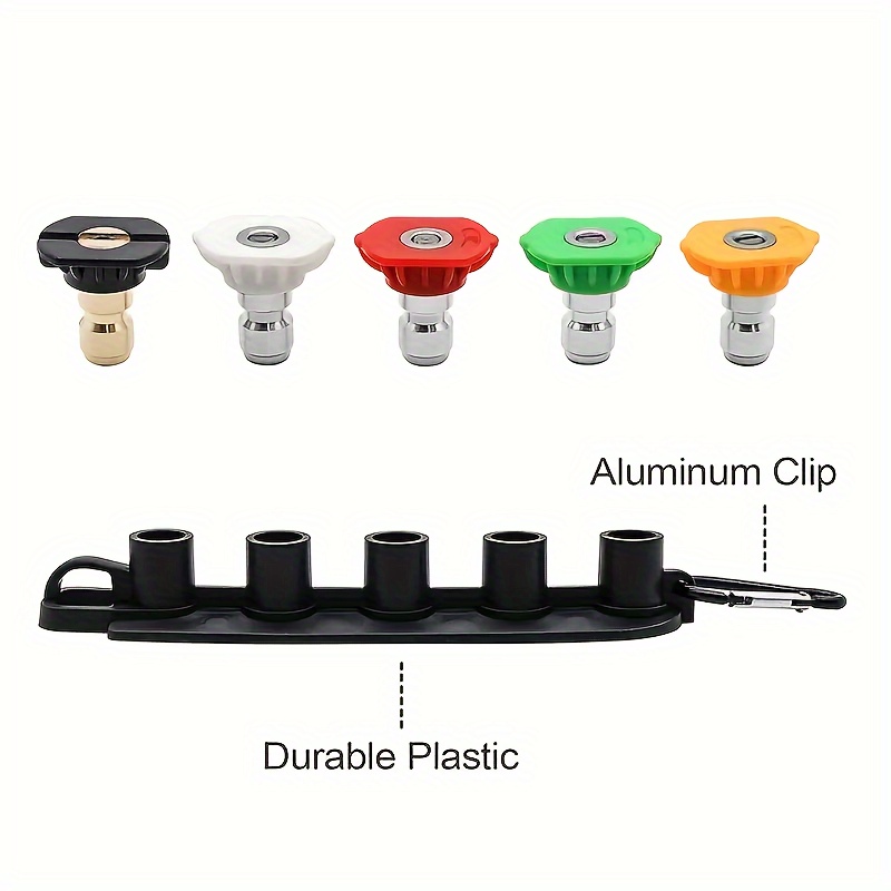 4350psi high pressure car wash water gun is used for high pressure cold water cleaning machine m22 14 tail connection 1 4 quick interface nozzles with storage base easy to store and not easy to lose Product details 4