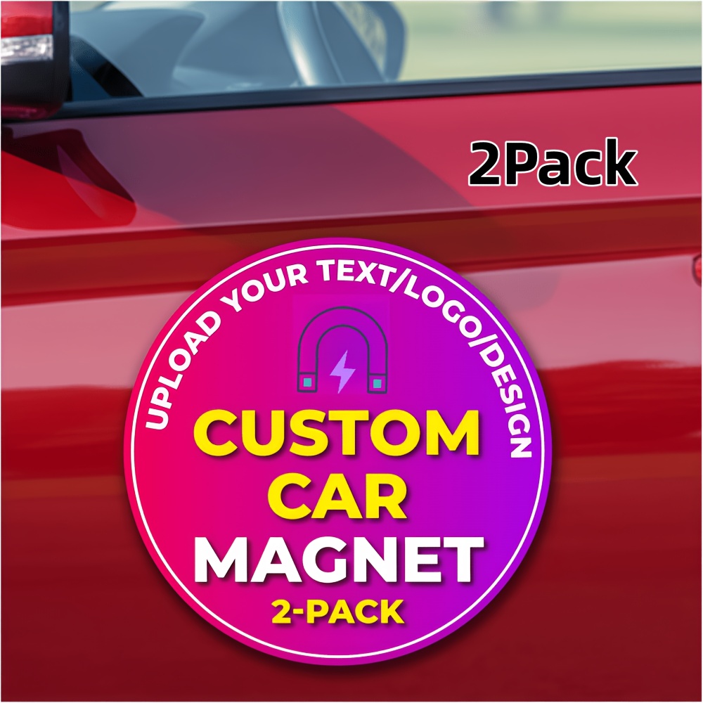 TEMU 2-pack Custom Car Magnets, Personalized With Photos, Logos, And Text, Waterproof And Durable Magnetic Bumper Stickers, Suitable For Cars,