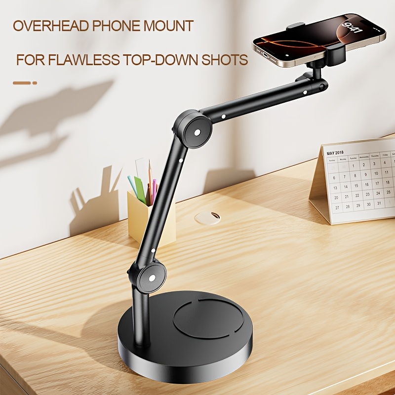 Top Shot Mobile Phone Holder, Desktop Mobile Phone Holder, Mobile Phone Shooting Bracket, 360 Degree Adjustment, Suitable for Live Broadcasting and Video Recording