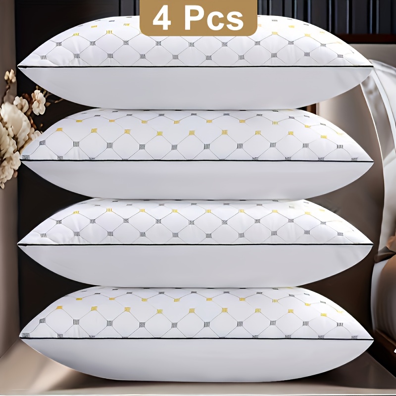 4pcs Set Of Breathable Sleep Pillows, An For Bedding Or Decor, Featuring Inserts With Hotel-grade Cooling Effects, Suitable For Back And Side Sleeping