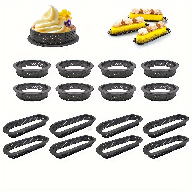 

Ensemble d'anneaux à tarte en mousse perforée, moules à gâteau manuels multi-couches - Occasion d'anniversaire, formes assorties pour la cuisson et la décoration de tartes (1 ensemble)