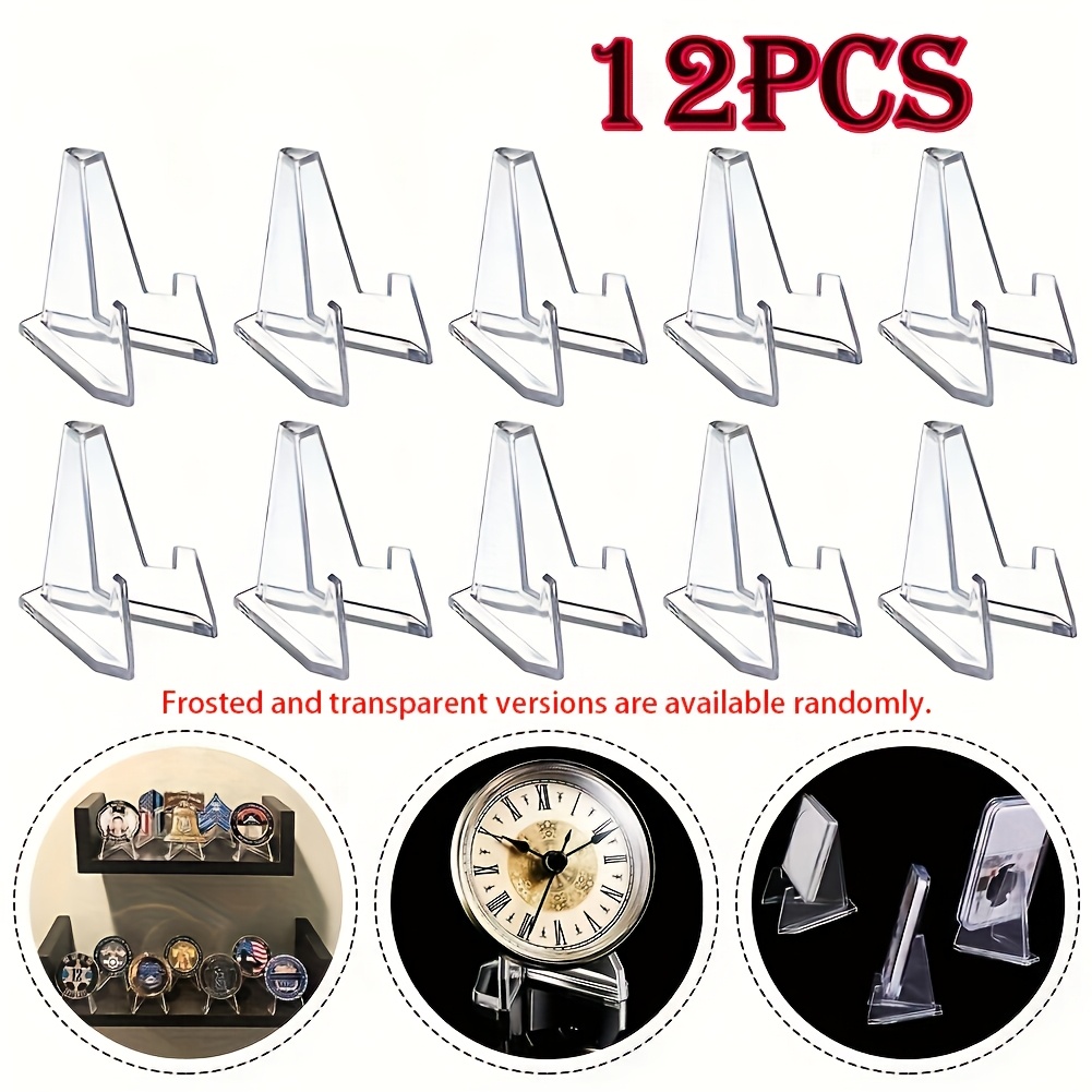 12pcs/24pcs, Acrylic Coin Display Stand, Commemorative Coin Mini Stand, Artwork Display Stand, Display Rack, Transparent Frosted (random)