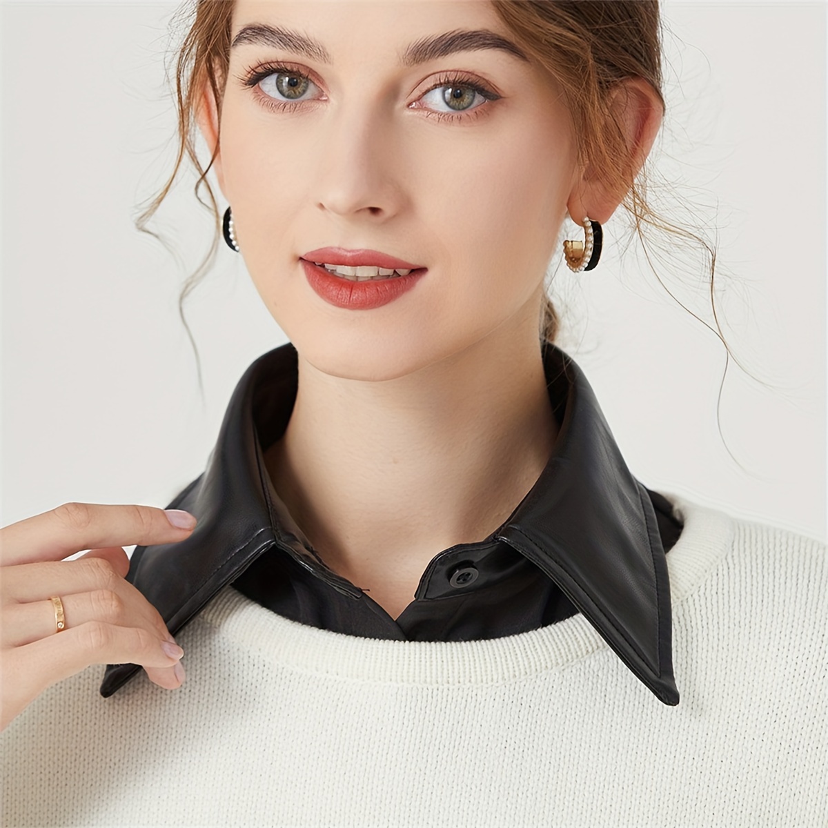 E-shop 1 Stück Damen Schwarzer Einfacher Eleganter Kragen