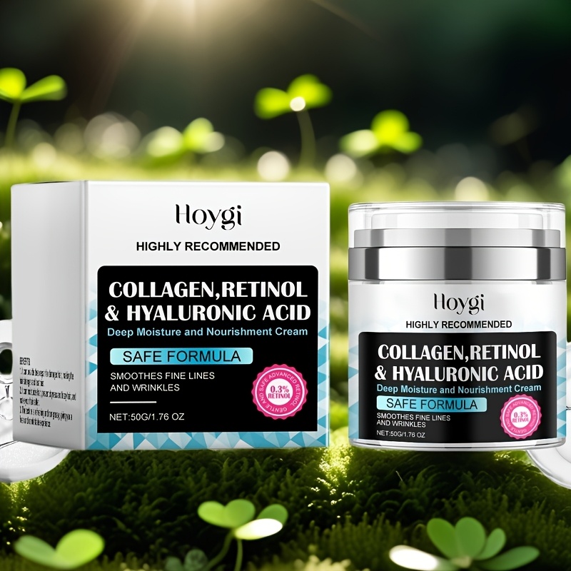 TEMU 2pcs Collagen & Retinol Cream With Hyaluronic Acid - Moisturizer For All Light Beige Types - 1.76oz - Hydrating Formula, , Paraben-free, , Sleek , Parabenfree Skincare