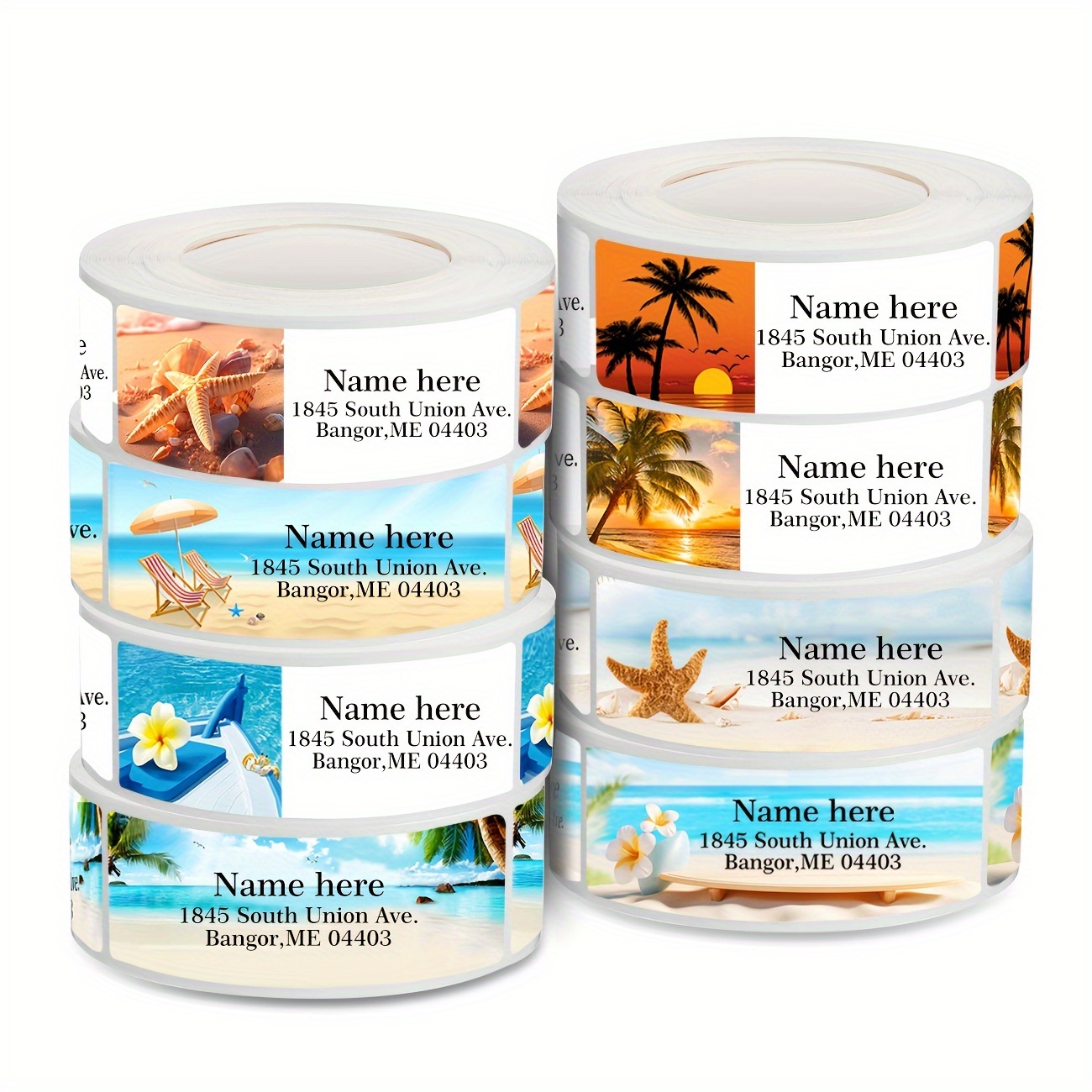 

Tropical Landscape Personalized Mailing Address Labels, Custom Self-adhesive Label Roll With Colorful Beach Scenes, Paper Address Stickers - 2.5" X 0.75", Pack Of 60/250