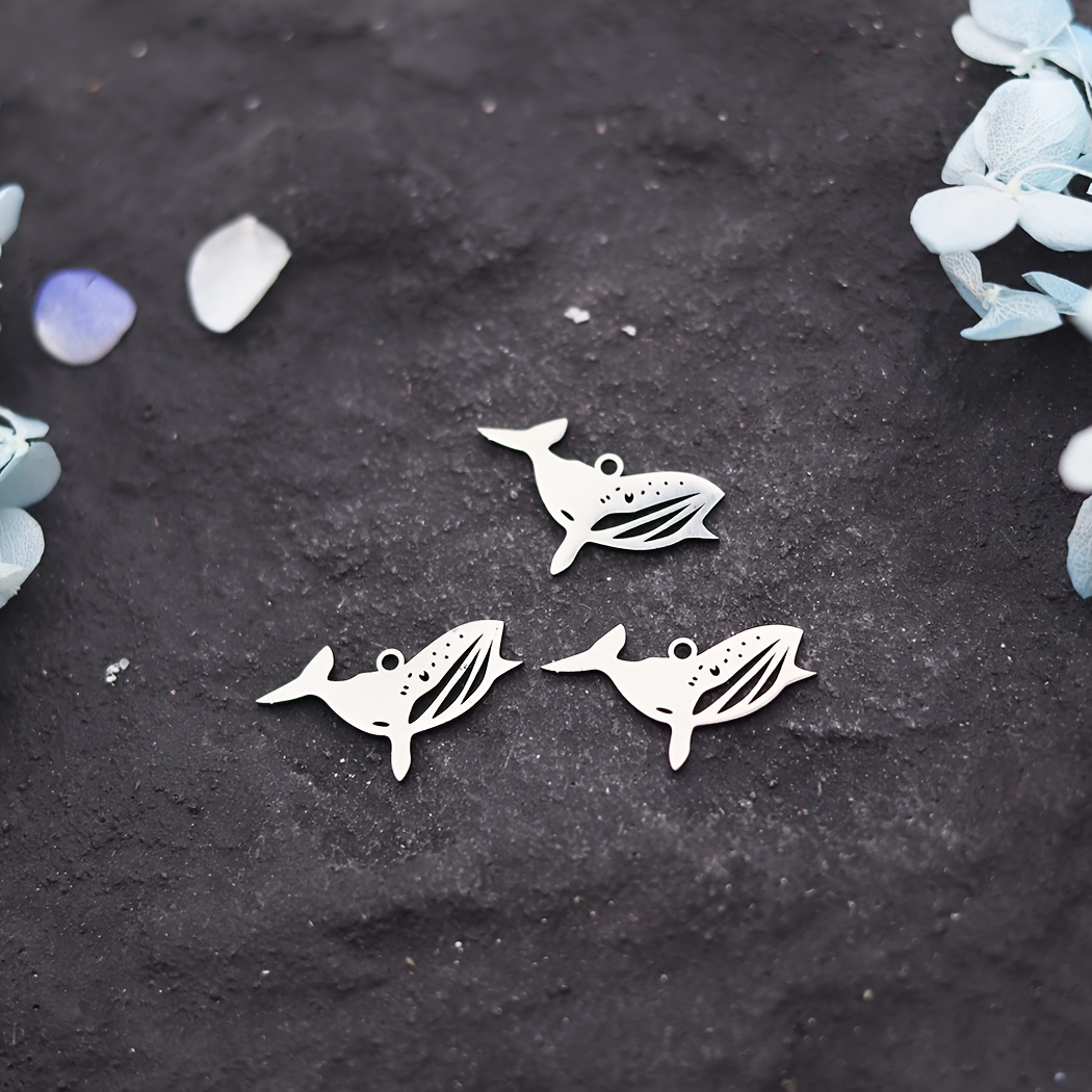 3pcs Sea Ocean Animal Stainless Steel Charms Dolphin Whale Pendant Necklace Jewelry Making Additions