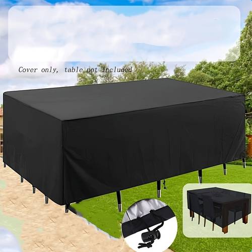 1 pièce/plus disponibles (1+) housse de canapé extérieur carrée en tissu oxford 210d - revêtement pu à toutes les intempéries, fermeture à boutons ajustable ( tables/chaises) - housse de meuble de jardin noire pour balcon