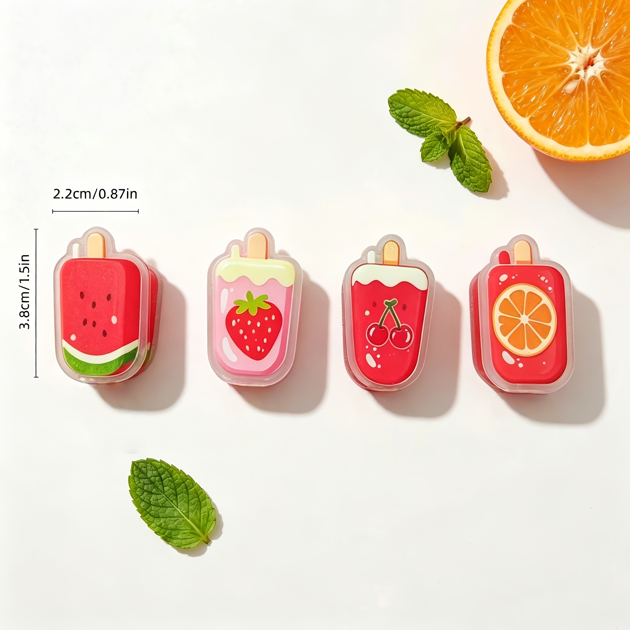 TEMU Set da 4 multifunzionali in acrilico adatte per scuola, ufficio e uso - Motivi gelato alla fragola, , , con frutta e gelato, organizzatori con