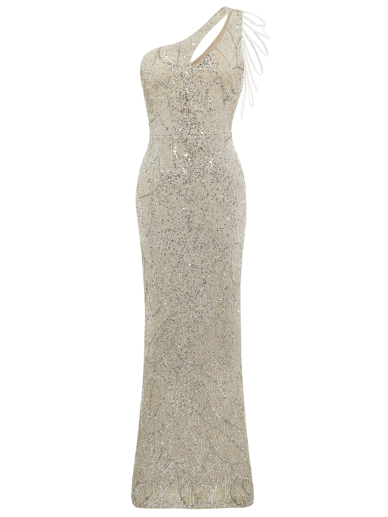 slim fit dress slacks Shannon Galaxy Glitter One Shoulder Ruffle Floor Length Dress main image 1
