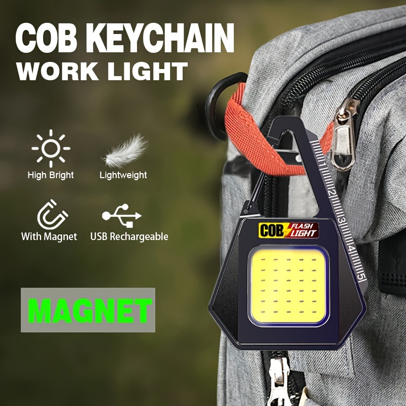 

Cob Mini Keychain Work Light, Outdoor Emergency Flashlights, Magnet Usb Rechargeable Camping Light For Hiking