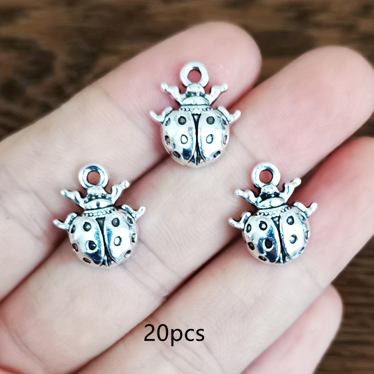 E-shop 20 Stück Böhmische Marienkäfer Anhänger Charms - 16x14mm Zinklegierung Schmuckherstellung für Ohrringe, Halsketten & Armbänder, Handgefertigter