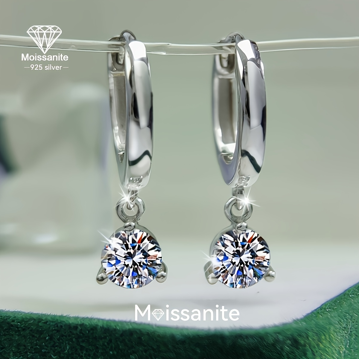 TEMU Boucles d'oreilles pour femmes en argent 925 avec moissanite blanche de 1 carat - Élégantes et , idéales pour divers événements (Usage /